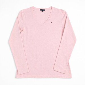 Tommy Hilfiger Light Pink V-Neck Sweater Size M Cotton Blend